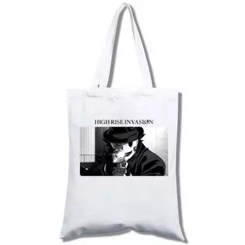 Tenkuu Shinpan — холщовая большая сумка для девочек, повседневная сумка через плечо с анимационным принтом «Вторжение» и высокой посадкой 24*26cm