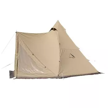 Tenmaku Design Circus TC Comfort Regular 2-местная одностоечная палатка с юбкой, полностью закрытая, для семейного кемпинга, веревочный колышек с чехлом для хранения песочный