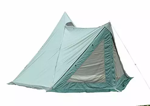 Tenmaku Design Circus TC DX эксклюзивная палатка с окном спереди, цвет утиный зеленый, 2-местная, с одной стойкой, дополнительная юбка, чехол для хранения веревок и колышков в комплекте