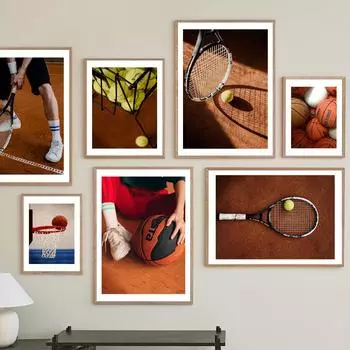 Теннис Баскетбол Стритбол Спортивные тренировки Скандинавские постеры Печать на холсте Картина на стену Картины для гостиной Домашний декор 21X30cm No Frame