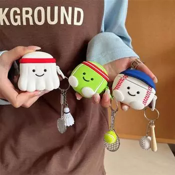 Теннис и бейсбол, подходит для Airpods4/3/pro2/1, защитный чехол для наушников 2pro 2-го и 3-го поколения, новый симпатичный силиконовый чехол For Airpods4