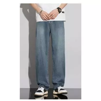Tennis Jeans Spring and Summer Japanese Loose Straight Stretch Thin Jeans 28
