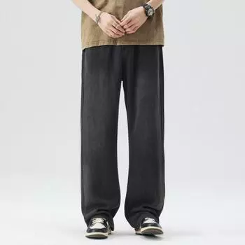 Tennis Jeans Spring and Summer Loose Straight Slimming Stretch Thin Wide-leg Pants 28 чёрный