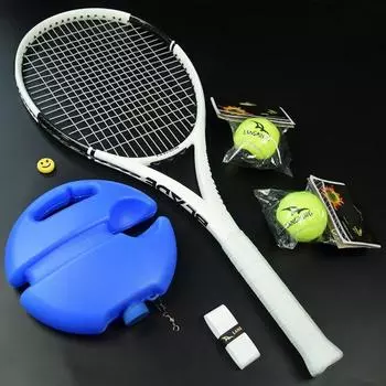 Полностью карбоновый интегрированный комплект теннисных ракеток для взрослых, профессиональных матчей, одиночная ракетка для начинающих, отскок со струнным тренером по теннису чёрный