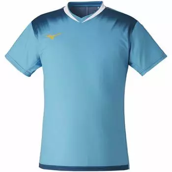 Tennis Wear Badminton Wear Quick Dry Game Shirt Sweat Absorbent Quick Drying Dynamotion Fit 72MA1020 Turquoise x Blue Coral S [Mizuno]