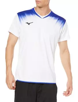 Tennis Wear Badminton Wear Quick Dry Game Shirt Sweat Absorbent Quick Drying Dynamotion Fit 72MA1020 White x Blue XS [Mizuno]