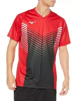 Tennis Wear Badminton Wear Quick Dry Game Shirt Sweat Absorbent Quick Drying Dynamotion Fit 72MA1004 Red x Black XS [Mizuno]