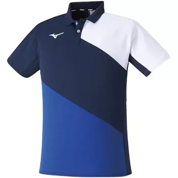 Tennis Wear Game Shirt Reduced Stickiness Dynamotion Fit 62JA2007 Dress Navy x Surf Blue 2XL [Mizuno]