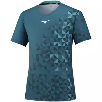 Теннисная одежда Игровая футболка Короткий рукав Влагоотводящая Быстросохнущая 62JA1501 Темно-зеленый M [Mizuno]