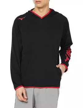 Tennis Wear Hoodie Parka Sweat Absorbent Quick Drying 62JC1005 M [Mizuno] Warm-up Black/Red