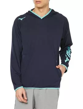 Tennis Wear Hoodie Parka Sweat Absorbent Quick Drying 62JC1005 Deep M [Mizuno] Warm-up Navy/Turquoise