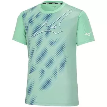 Tennis Wear RB Practice Shirt Short Sleeve Sweat Absorbent Quick Drying 62JAAZ11 Biscay Navy M [Mizuno] Green/Blue