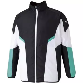 Tennis Wear Windbreaker Jacket Fully Lined Mesh Water Repellent 62JE1001 Black x Blue Green XL [Mizuno]