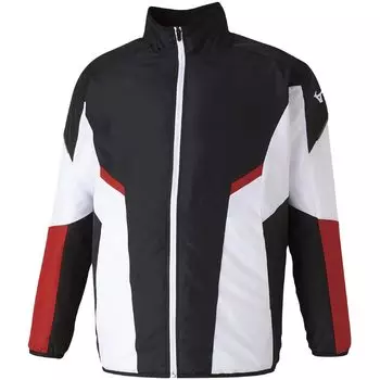 Tennis Wear Windbreaker Jacket Fully Lined Mesh Water Repellent 62JE1001 Black x Red XL [Mizuno]
