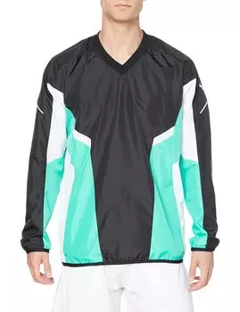 Tennis Wear Windbreaker Shirt Long Sleeve Fully Lined Mesh Water Repellent 62JE1002 Black x Blue Green XS [Mizuno] V-Neck
