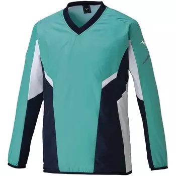 Tennis Wear Windbreaker Shirt Long Sleeve Fully Lined Mesh Water Repellent 62JE1002 Blue Green x Dress Navy S [Mizuno] V-Neck