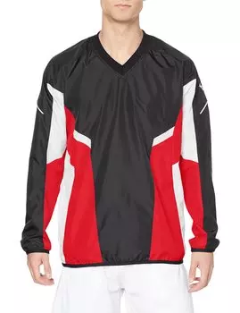 Tennis Wear Windbreaker Shirt Long Sleeve Fully Lined Mesh Water Repellent 62JE1002 Black x Chinese Red L [Mizuno] V-Neck