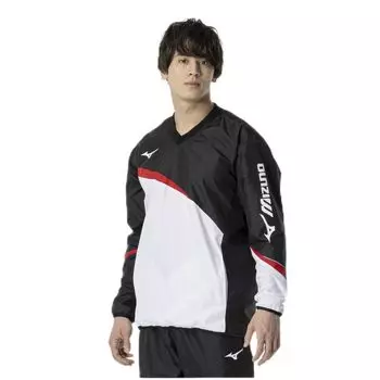 Tennis Wear Windbreaker Shirt Water Repellent Standard Silhouette Mesh Lining 62MEA504 Black x Red XS [Mizuno]