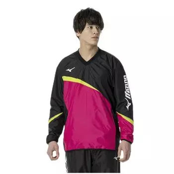 Теннисная одежда, ветровка, рубашка, водоотталкивающая, стандартный силуэт, сетчатая подкладка 62MEA504, черный x розовый XL [Mizuno]