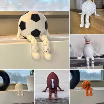 Теннисная модель Орнамент Гольф Баскетбол Футбол Бейсбольный мяч Фигурка Шарнирные ноги Демонстрационная модель Аксессуар для офисного стола E