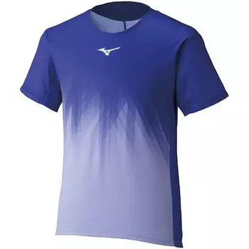 Теннисная одежда Dry Aeroflow Game Shirt с коротким рукавом, воздухопроницаемая, впитывающая пот, быстросохнущая, Японская ассоциация бадминтона 62JA1001 Фиолетово-голубой S