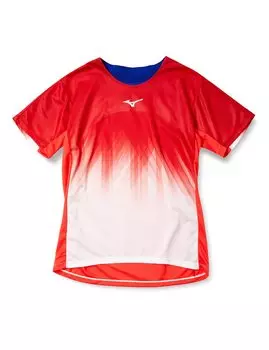 Теннисная одежда Dry Aeroflow Game Shirt с коротким рукавом, воздухопроницаемая, впитывающая пот, быстросохнущая, Японская ассоциация бадминтона 62JA1001 Ignition Red L