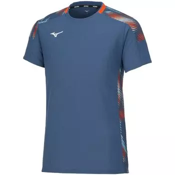 Теннисная одежда Dry Aeroflow Game Shirt с коротким рукавом, с высокой вентиляцией, легкая в движении 62JAA001 Синий Темно-синий S [Mizuno]