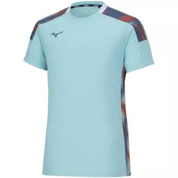 Теннисная одежда Dry Aeroflow Game Shirt с коротким рукавом, очень дышащая, легкая в движении 62JAA001 Blue Turquoise 2XL [Mizuno]