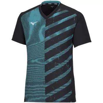 Теннисная одежда Dry Aeroflow Game Shirt с коротким рукавом, с высокой вентиляцией, легкая в движении 62JAA032 черная XS [Mizuno] чёрный