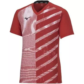 Теннисная одежда Dry Aeroflow Game Shirt с коротким рукавом, с высокой вентиляцией, легкая в движении 62JAA032 Красный S [Mizuno] красный