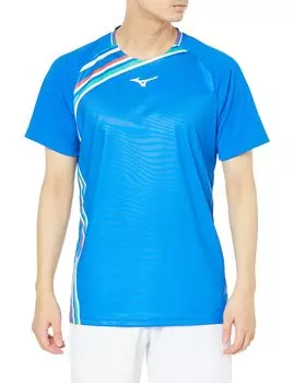 Теннисная одежда Игровая рубашка Пот Впитывающая Быстросохнущая Dynamotion Fit Бадминтон 62JA2501 Peace Blue S [Mizuno]