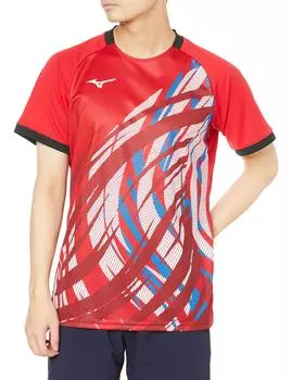 Теннисная одежда Игровая рубашка Пот Впитывающая Быстросохнущая Dynamotion Fit Бадминтон 62JA2502 Китайский Красный S [Mizuno] китайский красный