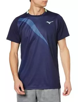 Теннисная одежда Игровая рубашка Впитывающая пот Быстросохнущая Легко двигаться Мягкая теннисная одежда 62JAA502 Вечерний синий XS [Mizuno]