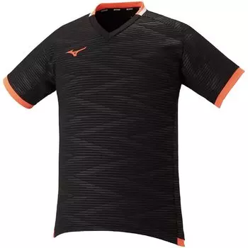 Теннисная одежда Solar Cut Game Shirt Cooling Dynamotion Fit 62JA2031 Black x Neon Flame x White S [Mizuno]