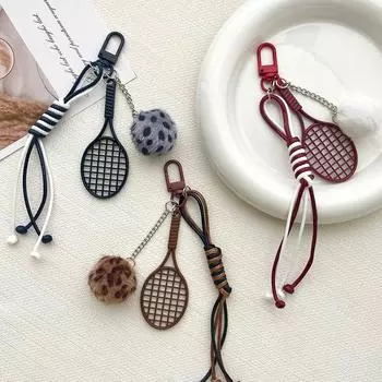Теннисная ракетка плетеный брелок веревка леопардовый кулон из плетеной веревки креативные ручные брелки сумка подвески для девочек подарки красный