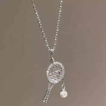 Теннисная ракетка Розовый бриллиант Подвеска Ожерелье Женское Легкая роскошь Высокий класс