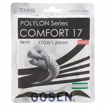 Теннисная струна GOSEN Polylon Comfort 17 White 40ft, четкая на ощупь и прочная, из полиэстера