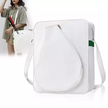 Теннисная сумка через плечо, сумка для теннисной ракетки из искусственной кожи большой емкости для бадминтона, пиклбола белый