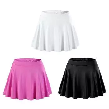 Теннисная юбка для девочек от 3 до 16 лет, однотонная юбка с защитными штанами S
