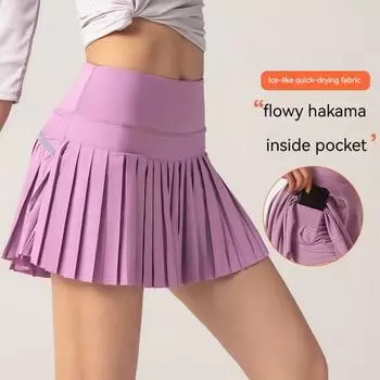 Теннисная юбка женская, искусственная, состоящая из двух частей, ультралегкая, быстросохнущая, летняя, защита от воздействия йоги, фитнеса, плиссированная S фиолетовый
