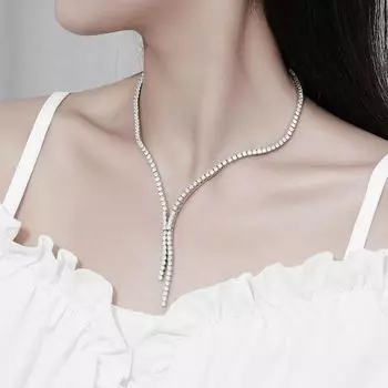 Теннисное ожерелье с муассанитом для женщин с сертификатом, стерлинговое серебро 925 пробы, белое золото 18 карат, ожерелья с кисточками, ювелирные изделия 45cm