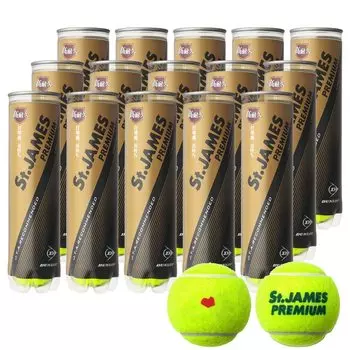 Теннисные мячи премиум-класса DUNLOP [KPI limited] «St.JAMES (15 банок/60 шариков)” жёлтый