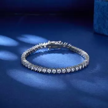 Теннисный браслет из белого круглого циркония шириной 5 мм и длиной 17 см, классические ослепительные ювелирные изделия белый