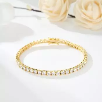 Теннисный браслет с белым цирконом 5 мм, 18-каратное золотое покрытие, высококачественные женские украшения белый