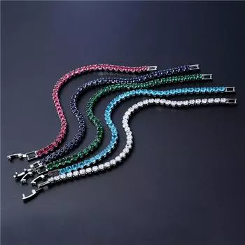 Теннисный браслет с кубическим цирконием 4 мм, женские свадебные украшения, мужские браслеты с фиолетовым цирконием и фианитом в стиле панк, хип-хоп, серебряного цвета, Pulseras Mujer 19cm length