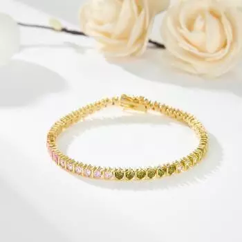 14K позолоченные высококачественные браслеты 5MM круглый многоцветный циркон теннисный браслет разноцветный