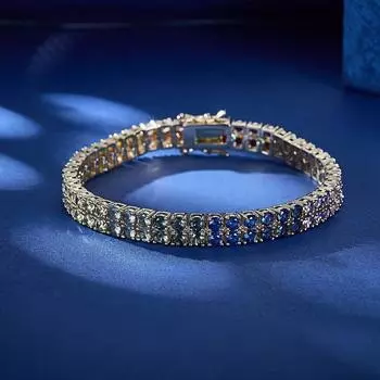 Теннисный браслет с разноцветными круглыми цирконами 14 карат, покрытый золотом, в два ряда разноцветный