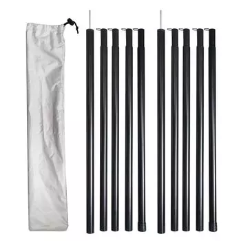 Tenplay Diameter 19mm MAX 230cm Canopy Pole Tent Pole Auxiliary Pole Black Connection Adjustable Telescopic Set Tarp Adjustable Pole Easy to Assemble