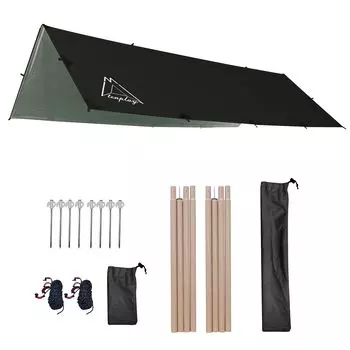 Tenplay Rectatarp Large 19 Водонепроницаемый тент для пикника с защитой от давления 210D UV Solo Heat Light Silver, 300x500 см, Петли, 3000 мм, Оксфорд, Защита,