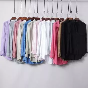 Тенсел Нагрудный Одинарный Карман Защита от Солнца Летняя Экспортная Рубашка Pink printing and dyeing L